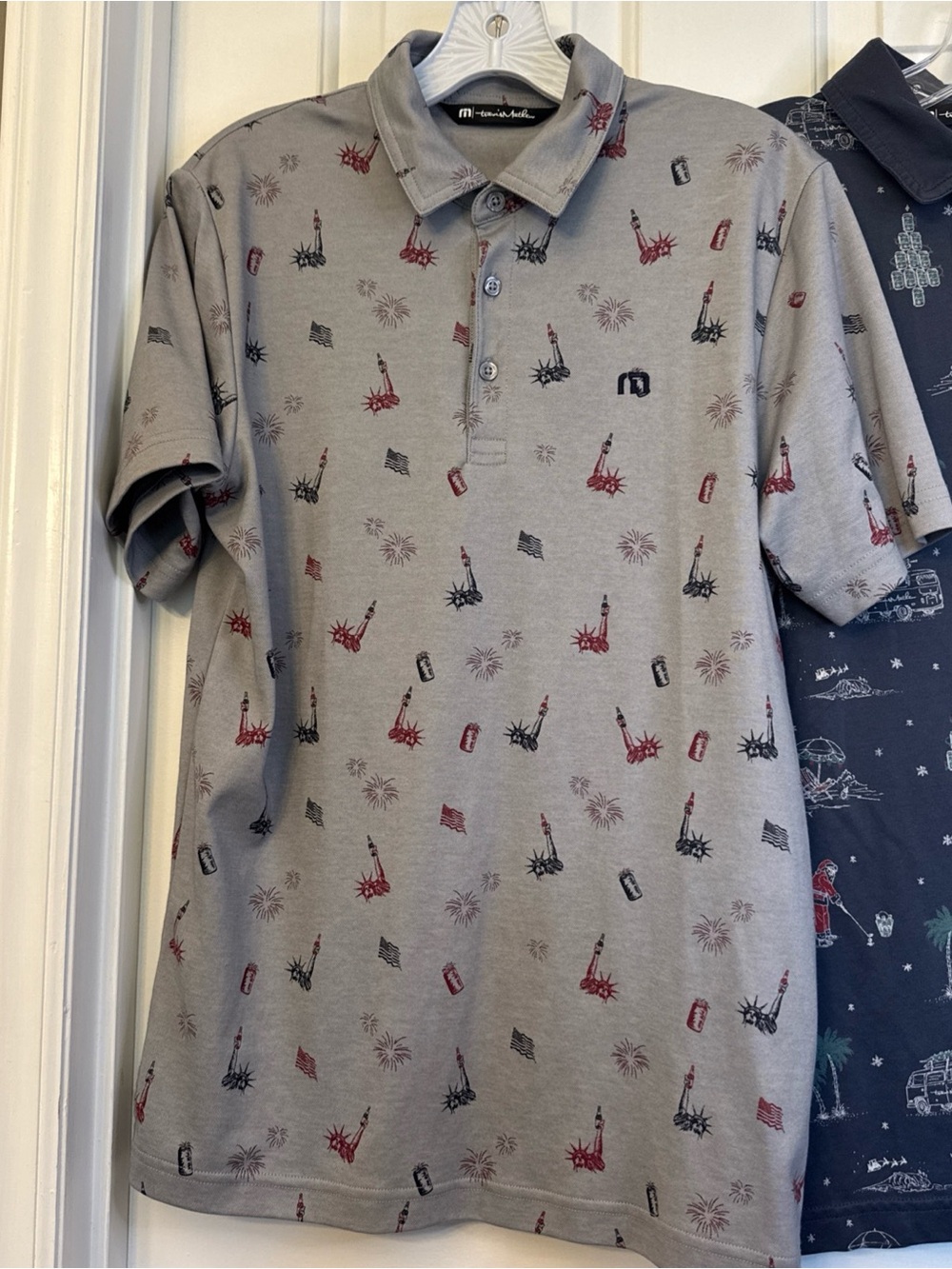 Travis Mathew 2 Polos Navy Tinsel Tradition & Gray Forth Of July Men’s S Golf - Picture 2 of 13